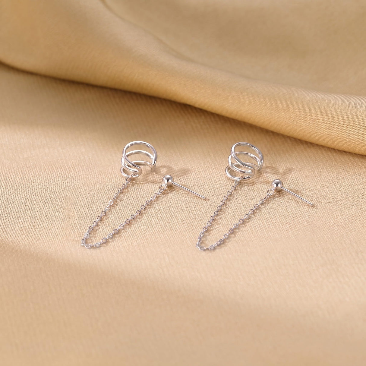 SLUYNZ 925 Sterling Silver Cuff Earrings Chain for Women Crawler Earrings Studs (A-Silver)