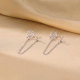 SLUYNZ 925 Sterling Silver Cuff Earrings Chain for Women Crawler Earrings Studs (A-Silver)