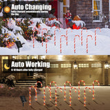 Bstge Christmas Decorations Outdoor, 10 Pcs Candy Cane Lights, 21'' Solar Pathway Lights with 8 Lighting Modes, Waterproof Garden Lights for Christmas Patio Yard Walkway Decorations