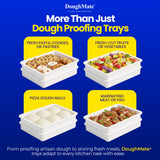 DoughMate® Artisan Kit – 2 Pizza Dough Proofing Trays, 1 Lid, and Dough Scraper – Food Contact Certified, Stackable, Made in USA