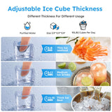 Commercial Ice Machine 200Lbs/24H, Commercial Ice Maker with 50 LBS Storage Bin, Ice Cubes Ready in 5-15 min, Freestanding or Under Counter Ice Maker Machine, Thicknesses Adjustable, Stainless Steel