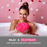 SolDove Bath Sponge Exfoliating Washcloth for Body African Net Shower Exfoliating Towel Back Scrubber Shower Rag Bath Accessories for Smoother Skin (Pink)