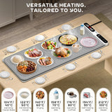 Extra Large Food Warming Mat 580W (XXXL 40"X15"), Electric Warming Tray Silicone Food Warmers for Parties Buffet with Insulated Mat, 7-Temp & 8H Timer, Fast Heating Portable Heating Pad for Daily Use