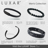 LUXAR Men’s Black Onyx Stone Bead Bracelets | Matte Black 8mm Stone | Minimalist, Designer Jewelry for Men (Black Leather, Medium)