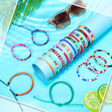 Yinkin 36 Pcs Surfer Bracelets for Men Unisex Christmas Women Surf Anklet Gift Sets Beach Handmade Beaded Anklet Colorful Rope Bracelet Bohemia Chain Boho Jewelry for Adult Teen