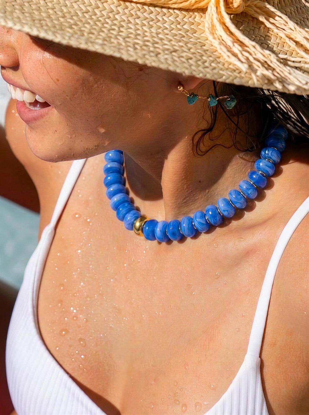 LILIE&WHITE Blue Beaded Necklaces for Women