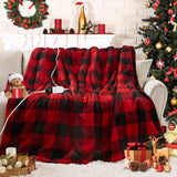 Electric Heated Sherpa Buffalo Plaid Christmas Throw Blanket with 8 Heating Levels & 8 Hours Auto Off, Fast Heating Warm Plush Washable Blanket with Over-Heat Protection, ETL Certification, Red