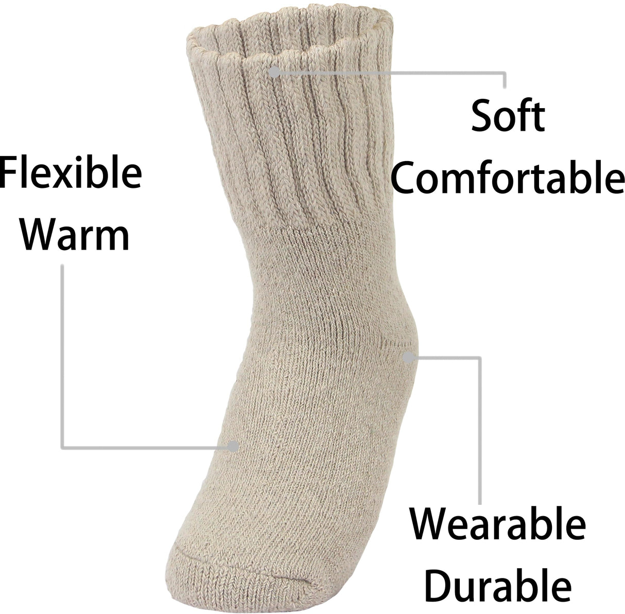 Weweya Boot Socks Women Thermal Warm Sock Thick Winter Ankle Sock Solid Calf Socks Christmas Gift Dark Brown Light Brown Light Cream