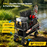 VELUVIA 400L Double Decker Beach Wagon with Big Balloon Wheels for Sand