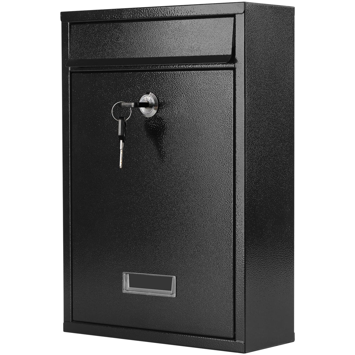 KYODOLED Mailbox for Outside, Wall Mount Locking Mailbox, Security Drop Box with Key Lock for Letters, Cash, Cards, Steel Mail Box for House Office School, 12.4H x 8.54L x 3.35W Inches, Black