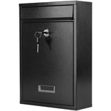 KYODOLED Mailbox for Outside, Wall Mount Locking Mailbox, Security Drop Box with Key Lock for Letters, Cash, Cards, Steel Mail Box for House Office School, 12.4H x 8.54L x 3.35W Inches, Black