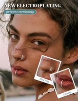Dochais 4PCS 18G Nose Rings Hoops, Surgical Steel Earrings Tragus Septum Piercing CZ Clicker Ring, Hinged Segment Conch Lip Cartilage Double Hoops 8mm 10mm for Women Men (Silver-20G,10mm)