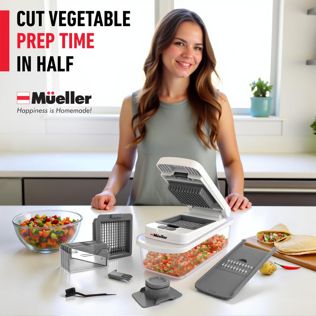 Mueller The Real Original Pro Vegetable Chopper & Mandoline Slicer, 10-in-1
