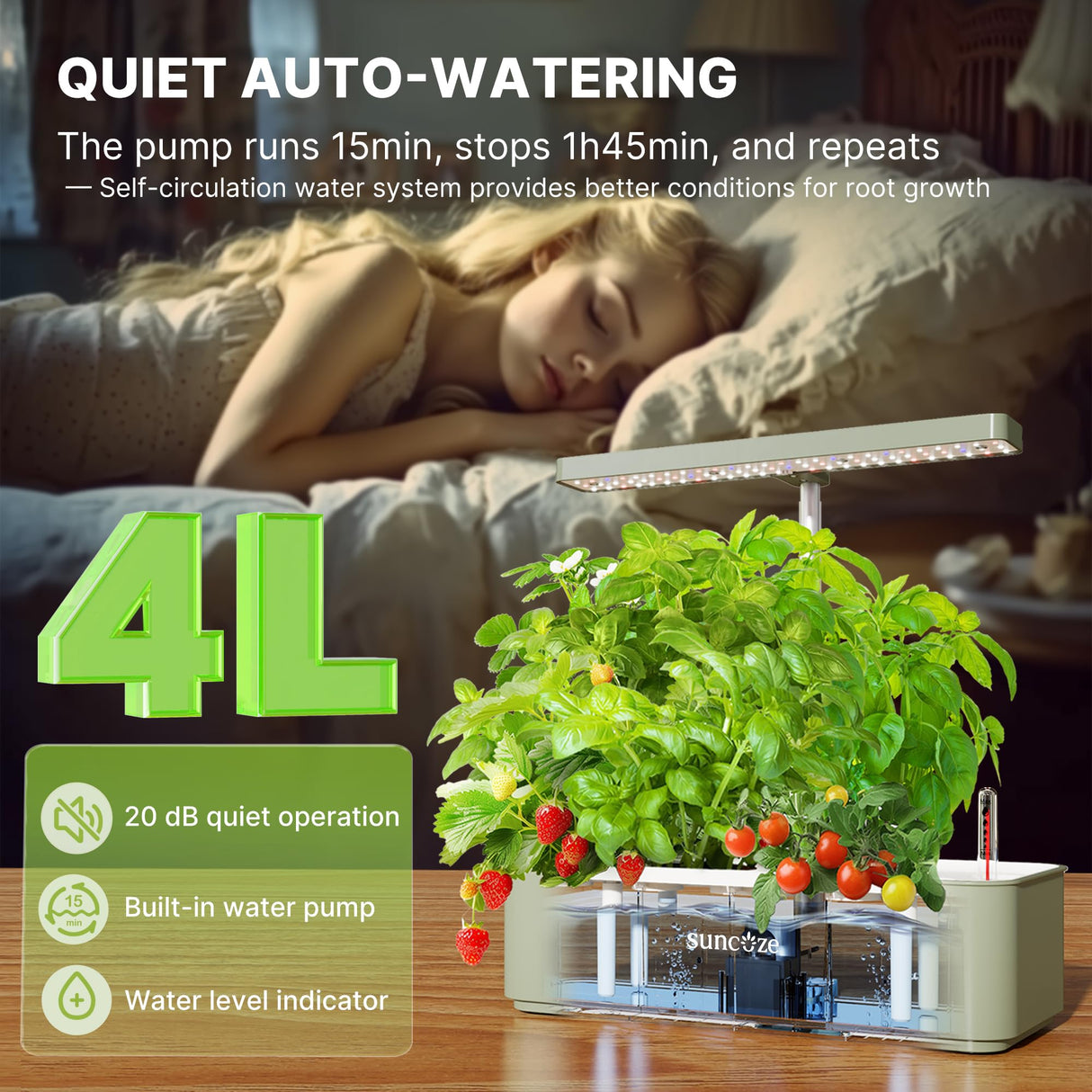 SUNCOZE Hydroponics Growing System, Compact 12 Pods Indoor Garden, Green