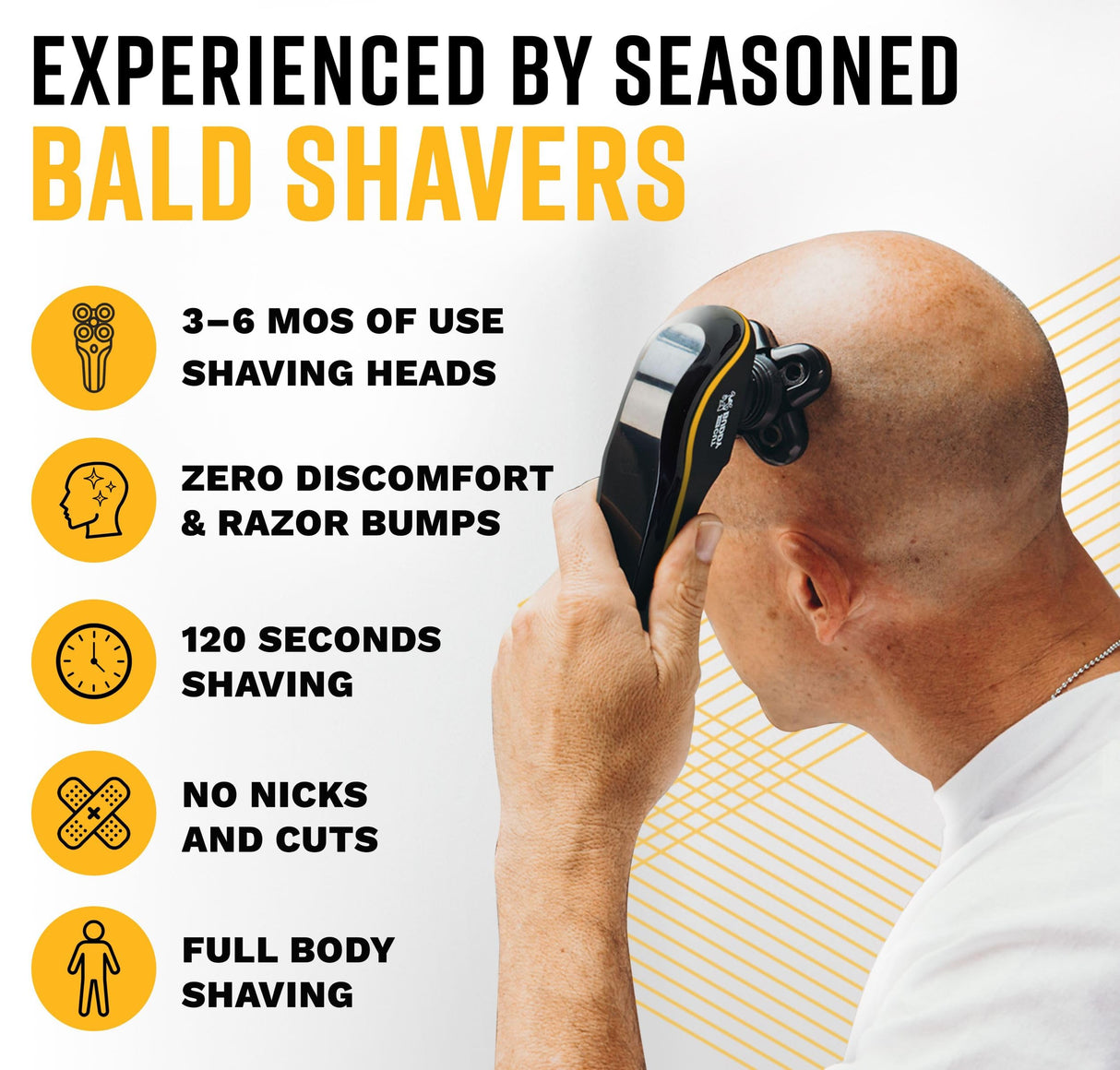 The Cut Buddy Bald Buddy Head Shaver, Waterproof, Rechargeable Electric Razor, Cordless, Ergonomic Design, Battery & Cleaning Indicator