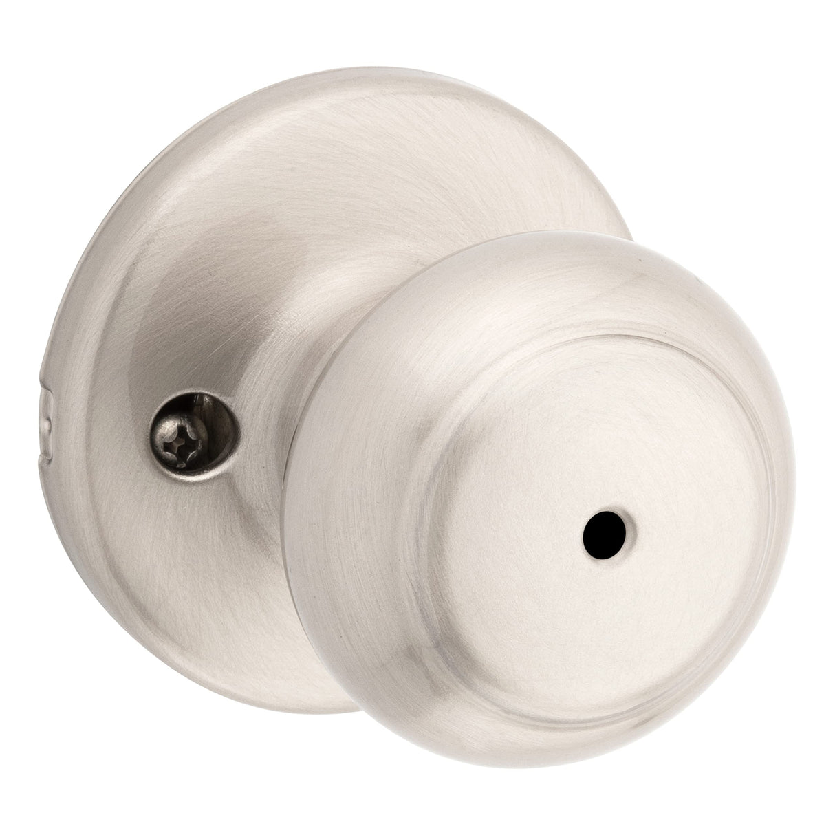 Kwikset Cove Interior Privacy Door Knob with Lock, Door Handle for Bathroom and Bedroom, Satin Nickel Keyless Turn Lock Doorknob, with Microban Protection (Pack of 4)