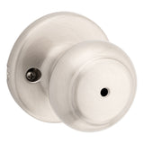 Kwikset Cove Interior Privacy Door Knob with Lock, Door Handle for Bathroom and Bedroom, Satin Nickel Keyless Turn Lock Doorknob, with Microban Protection (Pack of 4)