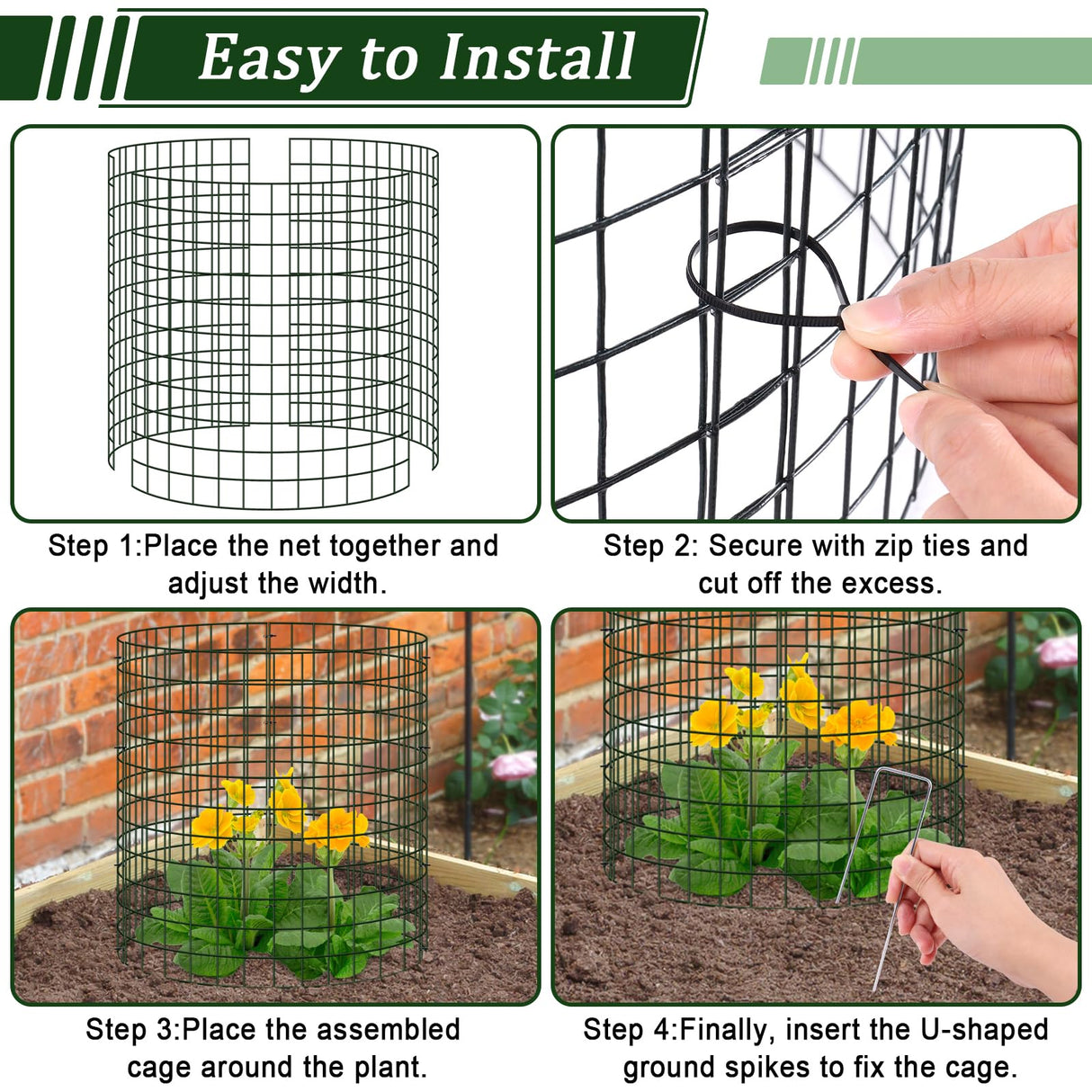 30 Pcs Plant Protectors from Animals, 13.5" X 14" Wire Plant Protector Cage