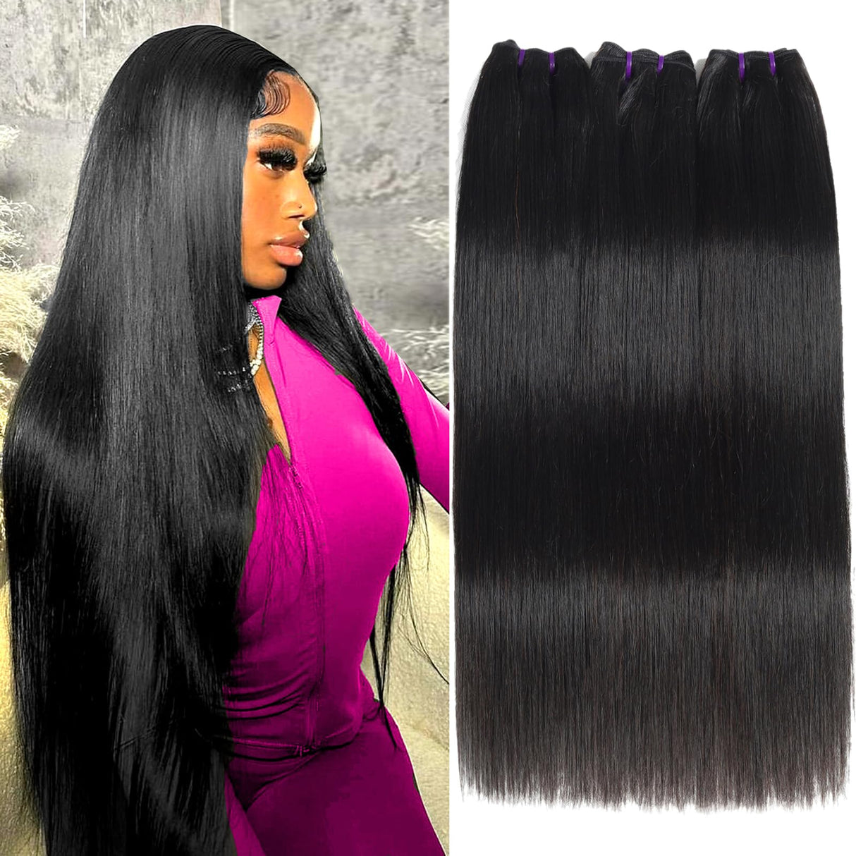 Beauty Queen 3 Bundles Human Hair Straight (20 Inch) 16a Grade Unprocessed Straight Brazilian Sew In Hair Extensions Thick Virgin Hair Natural Color