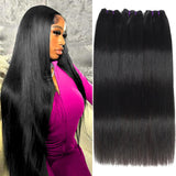 Beauty Queen 3 Bundles Human Hair Straight (20 Inch) 16a Grade Unprocessed Straight Brazilian Sew In Hair Extensions Thick Virgin Hair Natural Color
