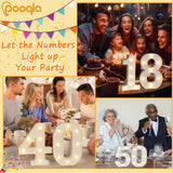 Pooqla Decorative LED Light Up Number Letters, White Plastic Marquee Number Lights Sign for 80th Birthday Party Wedding Decor, Battery Operated (80)