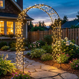Skypatio Outdoor Flower Garden Arch Trellis 7.8Ft High x 4.6Ft Wide, Metal Garden Pergola Arbor for Climbing Plants, Black