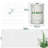 Nylon Trellis Netting Roll 5 x 360 ft, Oltara Heavy Duty Garden Netting with 6 Inch Soft Mesh, Plant Support Mesh for Climbing Plants, Vegetables, Fruits, Cucumbers, Peas, Tomatoes