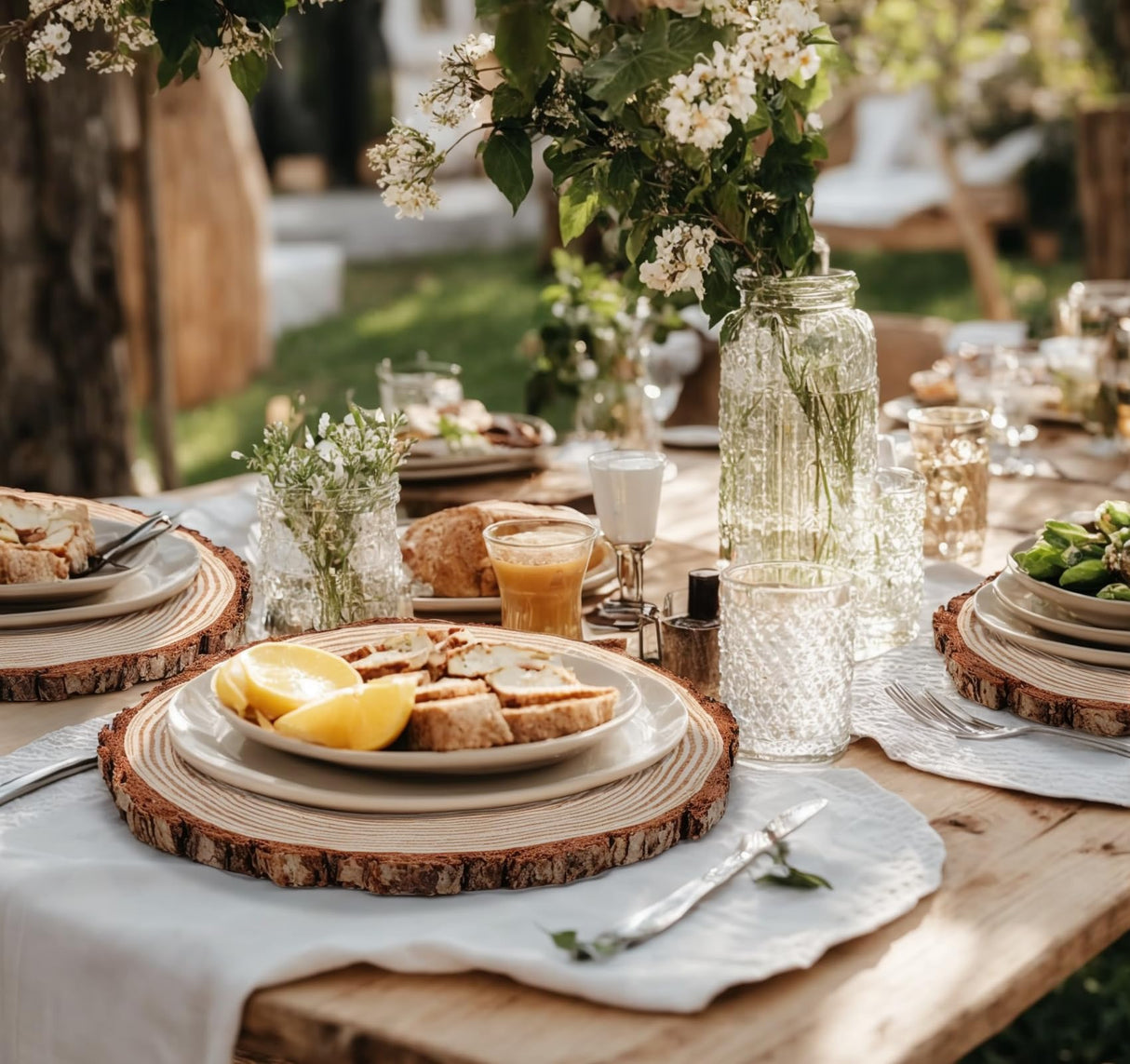 Timburst 6.5-8 inch Unfinished Wood Slices, 6 Pcs Natural Wood Centerpieces for Tables, Wood Slice with Bark, Rustic Wood Circles for Crafts Arts Party Christmas Decorations Wedding Centerpiece