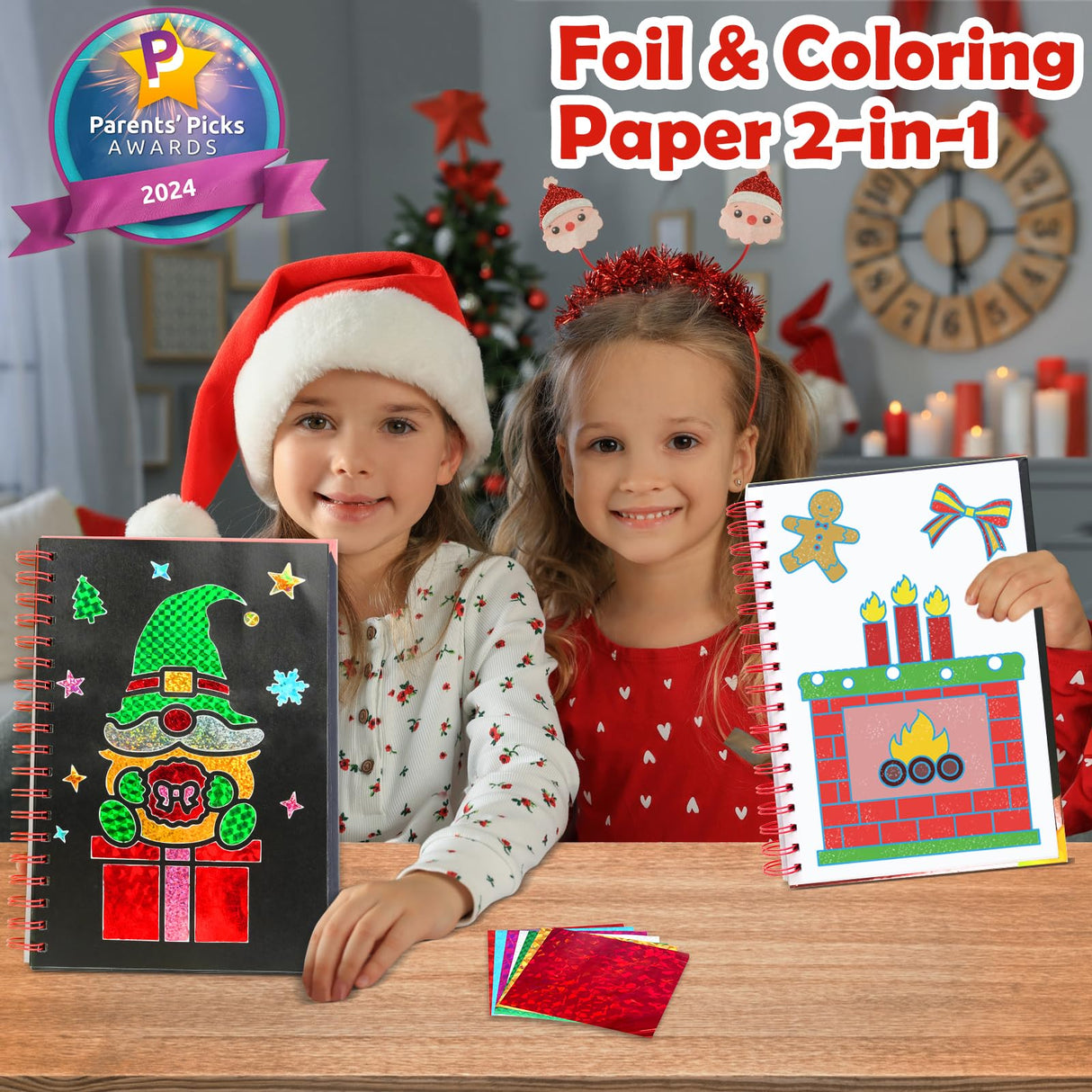 FUNNYB&G Foil Art Craft Activity for Kids - Christmas Crafts Gift Party Favors for Kids Stocking Stuffer Baskets Fillers Gifts Toy for Girls Boys 4 5 6 7 8 9 Years Old(Christmas)