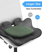 KFM 16" Large Memory Foam Seat Cushion Thick for Long Sitting Pressure Tailbone Pain Relief Height Adjustable with Retaining Strap for Office, Gaming Chair, Car, Wheelchair (Grey)