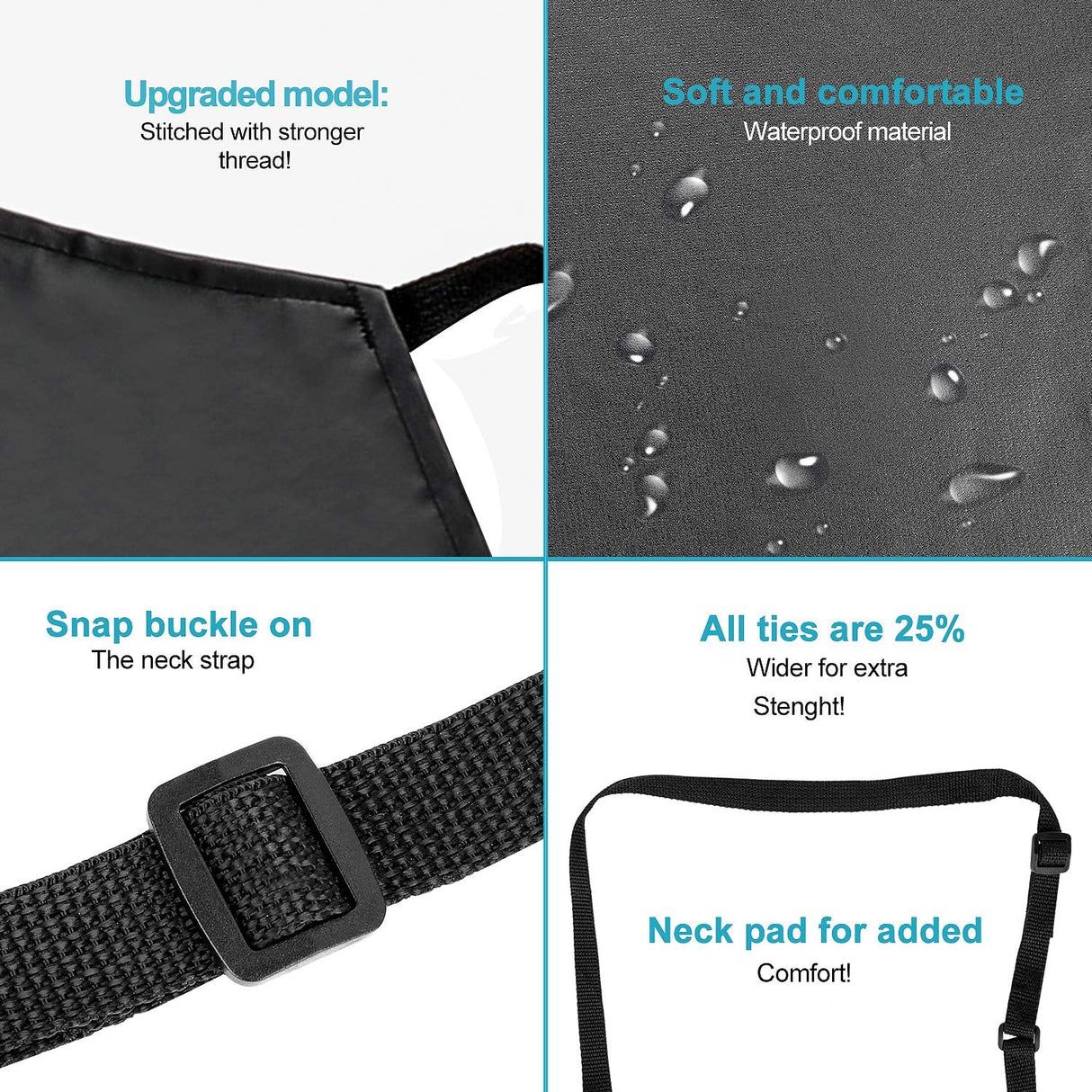 2 Pack Waterproof Rubber Vinyl Apron 40 Inch Chef Aprons for Men Heavy Duty Chemical Work Apron Extra Long Grilling Aprons with Adjustable Bib Apron for Dishwashing Lab Butcher Cooking Kitchen Black