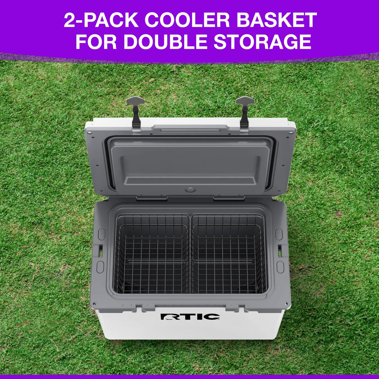 2-Pack Cooler Basket for RTIC 52 & 72 Qt Ultra-Light Coolers – Double Cooler Rack for Double Storage & Heavy-Duty Wire Organizer Will Not Fit for RTIC 32 Coolers