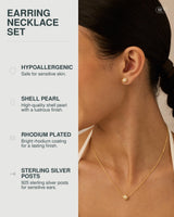 PAVOI Pearl Pendant Stud Earring Set for Women, White Gold, Size 6.8MM, W