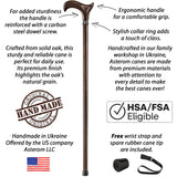 Asterom Walking Cane - Handmade, Ergonomic, Canes for Men - Wooden Walking Sticks for Seniors, Unique, Cool (Walnut, 36 Inches)