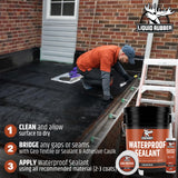 Liquid Rubber Waterproof Sealant – DIY Leak Repair Coating for Flat, Metal & Low Slope Roofs, Foundations, Gutters & More – Flexible Protective Membrane - Black - 1 Quart
