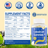 Bovine Colostrum Supplement Gummies - with 60% Highest IgG, Lactoferrin, Probiotics and Prebiotics for Adults and Kids, Vanilla Flavor & Sugar Free, 2 Pack