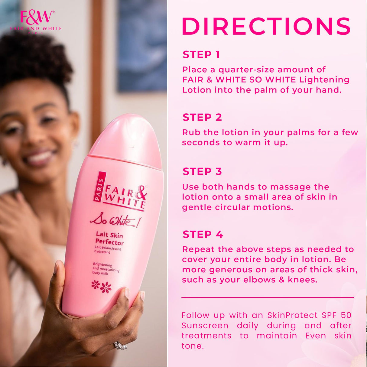 FAIR & WHITE So White, Skin Brightening Lotion - 500 ml / 17.6 Fl oz - Daily Moisturizing Body Lotion