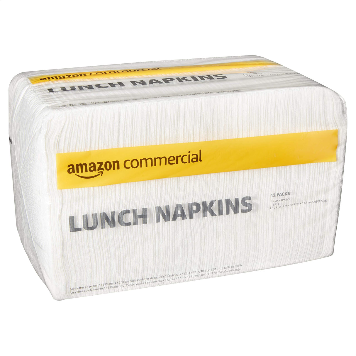 AmazonCommercial 1-Ply White Lunch Napkins (SOFI-067)|Bulk |Disposable Paper Napkins |Lunch Napkins |FSC Certified |250 Napkins per Pack (12 Packs)(12 x 12 Sheet)
