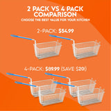 Cuisine Ready Deep Fryer Basket | 4-Pack | Commercial Fry Basket with Handle | 13.25" x 6.5" x 5.9" | Heavy Duty Restaurant Quality