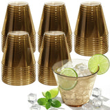 Glowserve 150 Pack Plastic Cups 9 oz Brown Clear Plastic Cups for Cocktail Fancy Disposable Cup for Party Stemless Wine Glasses for Wedding Thanksgiving Christmas Party Graduation
