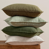 MIULEE Green and White Pillow Covers Pack of 4 Christmas Decorative Natural Solid Throw Pillow Covers Soft Accent Boho Farmhouse Couch Pillowcases Modern Decor for Living Room Bed Sofa 18x18 Inch