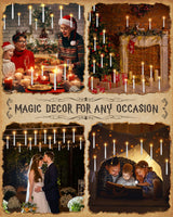 TLPUHU Floating Candles with 2 Wand - 24 Pack Christmas Decorations Magic Flameless Candles Flickering Warm Light LED Hanging Candle Remote, Operated Candles for Christmas Outdoor Indoor Party Decor