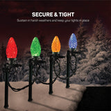 Christmas Light Yard Stakes [Set of 100] Outdoor Light Stakes - 8.5" Tall - Universal Christmas Pathway Lights On Yards, Driveways - Christmas Yard Stakes - USA Made
