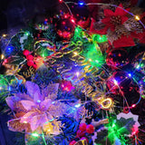 QITONG 4 Pack Multicolor Solar Christmas Lights Outdoor Waterproof, Each 33ft 100 LED Fairy Lights, 8 Modes Silver Wire Mini Twinkle Lights
