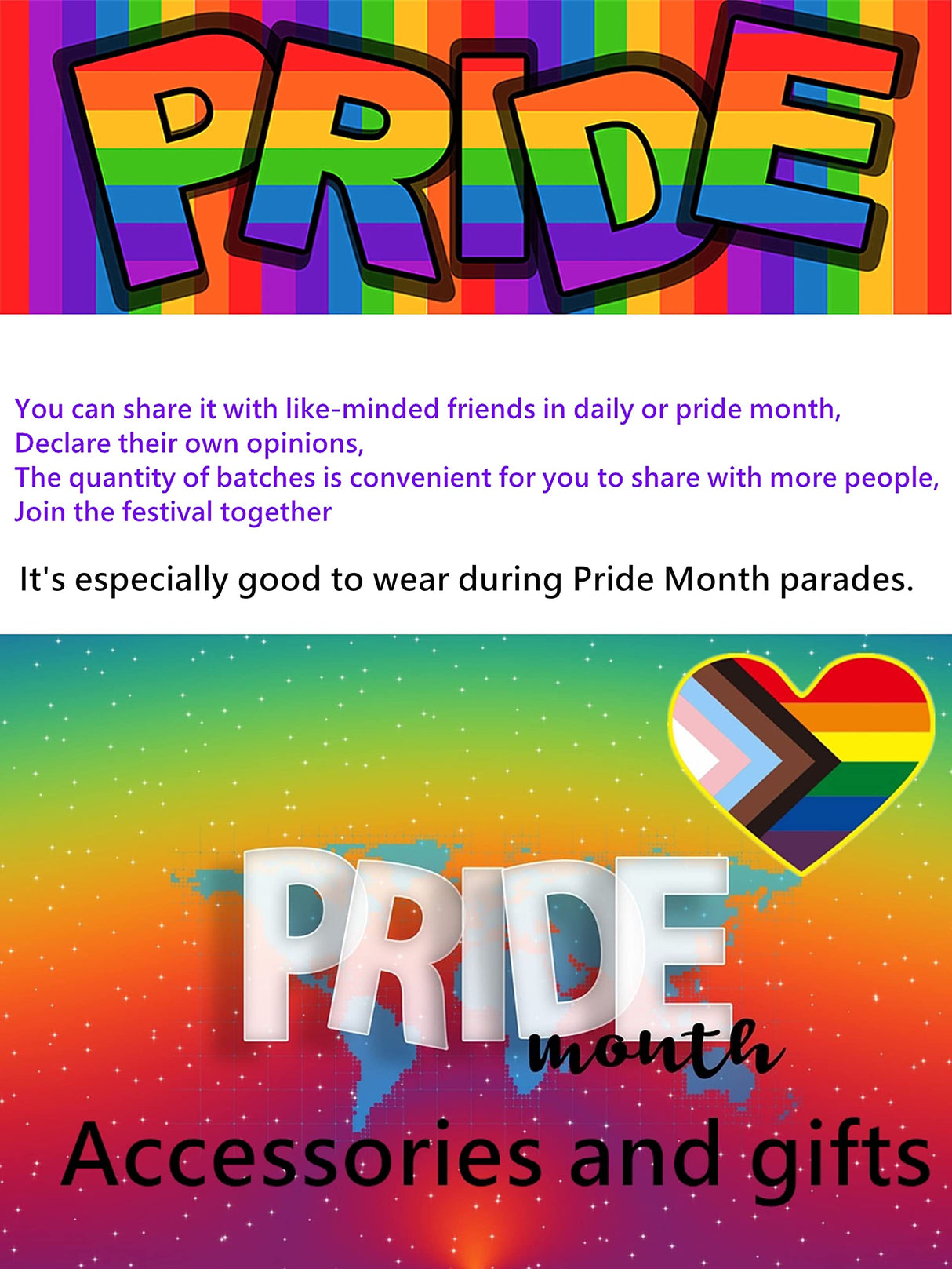 HAFILO 25/50/100 Metal Hearts Inclusive Progress Pride Pin Rainbow Gay Flag LGBTQ Progressive Lapel Pins for clothing Backpack hat Pride Month Decoration Gift Bulk (50)