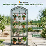 NEWBULIG Mini Greenhouse with Durable PE Cover Roll-up Zipper Door 4 Tier, 27"x19"x63" Small Greenhouse for Outdoors Indoor Balcony, Porch, Garden, Patio, Backyard Green Houses, Green