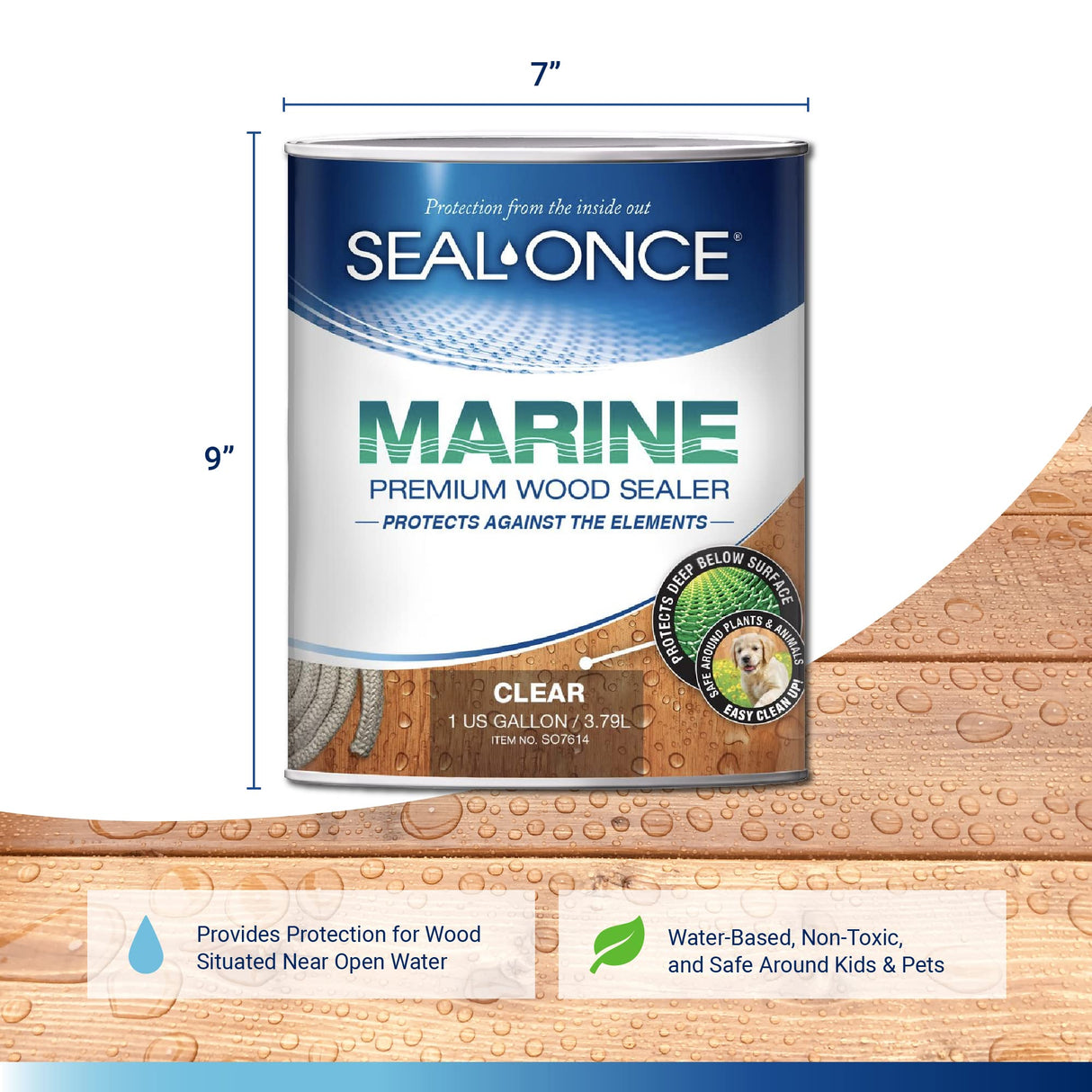 SEAL-ONCE Marine Penetrating Wood Sealer and Waterproofer, Clear, 1 Gallon