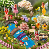MTWENWENZY 114 Pcs Miniature Fairy Garden Accessories Kit Resin Elves Animal Figurines Decor Micro Landscape Ornaments for DIY Micro Dollhouse