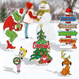 Large Christmas Yard Signs Outdoor-(With lights) 5PCS Whoville Christmas Decorations,Funny Green Monster Stealing Party Supplies Holiday Decorations