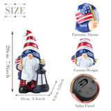 TERESA'S COLLECTIONS 4th of July Gnome Decorations with Solar Lantern, Memorial Day Decorations Resin Patriotic Garden Gnome Holding American Flag, USA 250th Anniversary Independence Day Gift 8"